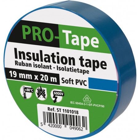 Ruban isolant 19 mm x 20m x 0,15mm, VDE / bleu clair