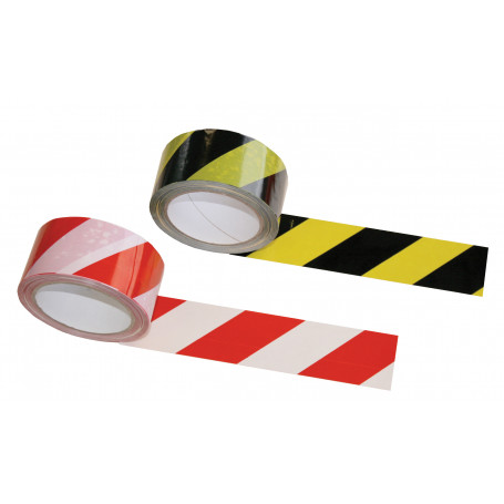 Tape de signalisation PVC noir et jaune - 50 mm x 33 m