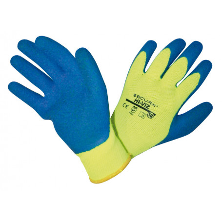 Gants de sécurité - latex/cotton-polyester - HI-VIZ / 9