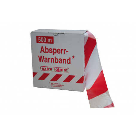 Ruban de signalisation EXTRA 500 m x 80 mm - blanc/rouge