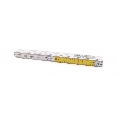 Mètre pliant bois PRO 2 m x 16 mm jaune/blanc - type 250 PLUS