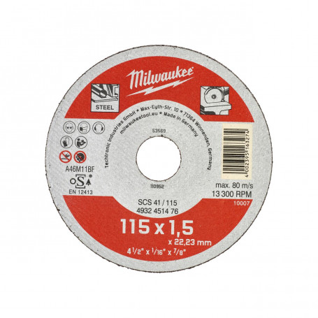 Disques à tronçonner pour métaux CONTRACTOR - Minces - SCS 41 / 115 x 1.5 x 22 mm Contractor series - 50 pcs