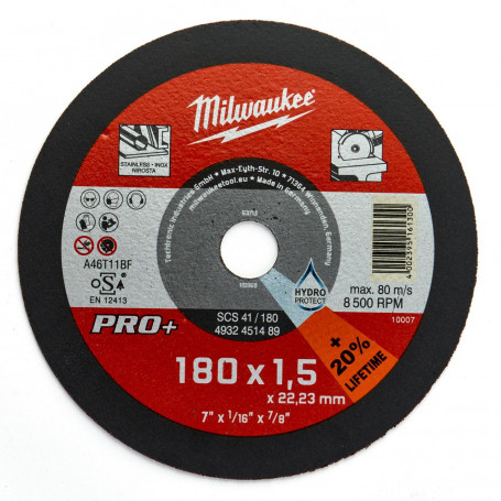 Disques à tronçonner pour métaux Pro+ - Minces  - SCS 41 / 180 x 1.5 x 22 mm - 25 pcs