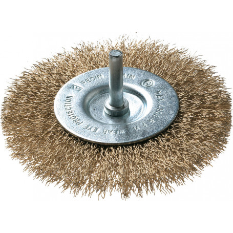 Brosse disque BE Ø 75/0,30/  tige 6 mm, acier laitonné, blister