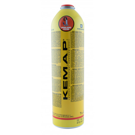 Cartouche de gaz KEMAP, 410 ml, 2400°C, 250 gr, connection EU 7/16", ISO 11118